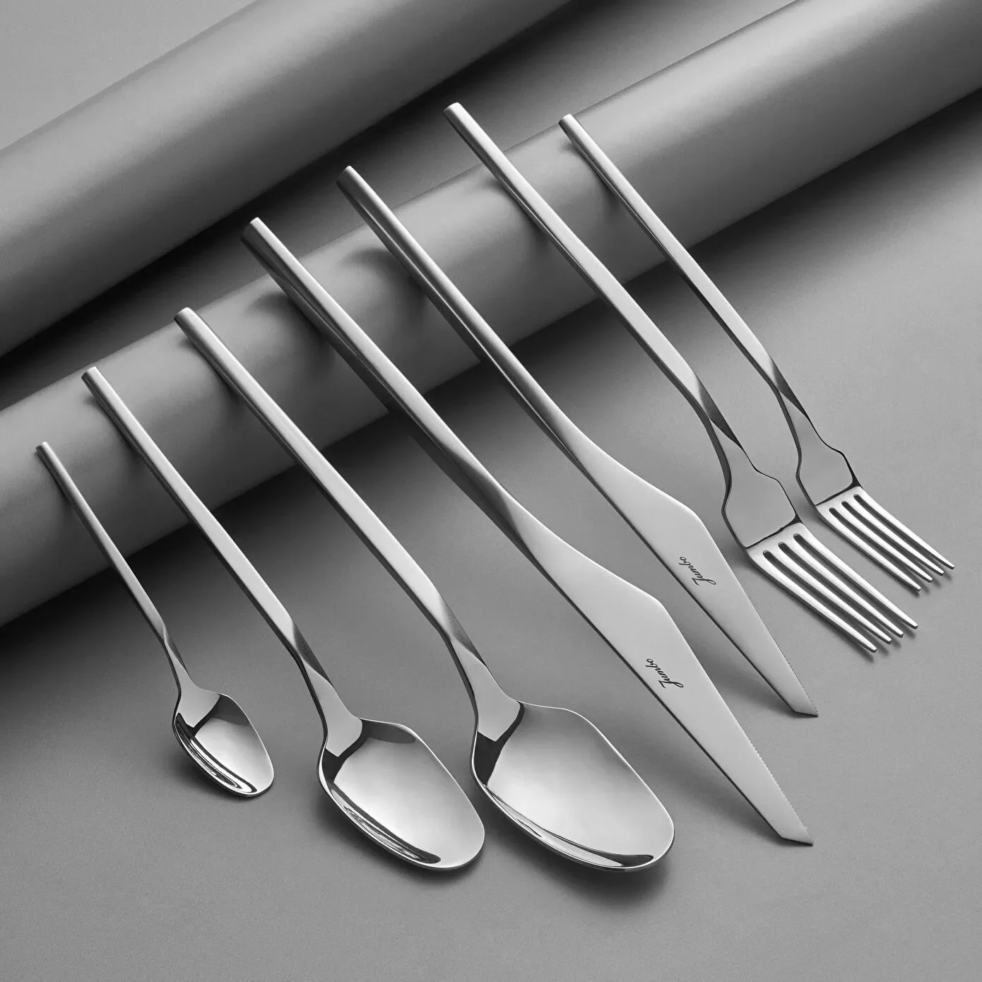 Jumbo 5100 Quartz 84-Piece Stainless Steel Cutlery Set for 12 People, Silver - Image 2
