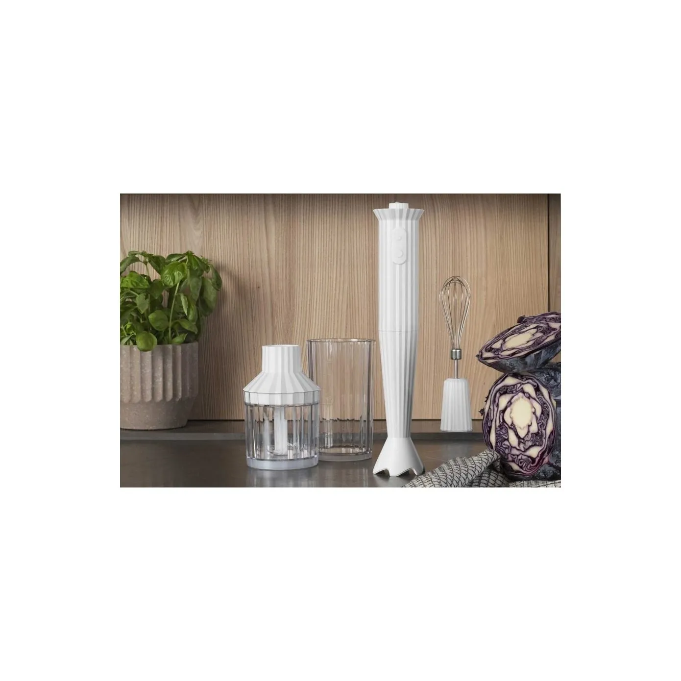 Alessi Plissé Hand Blender Set, 34cmx7cm, White - Image 4