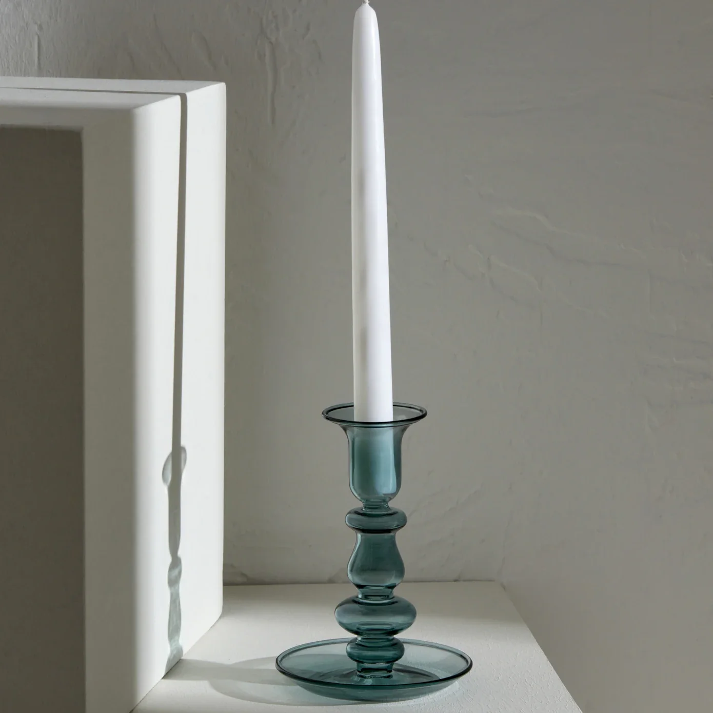 Alyce Glass Candle Holder, 13x10cm, Green