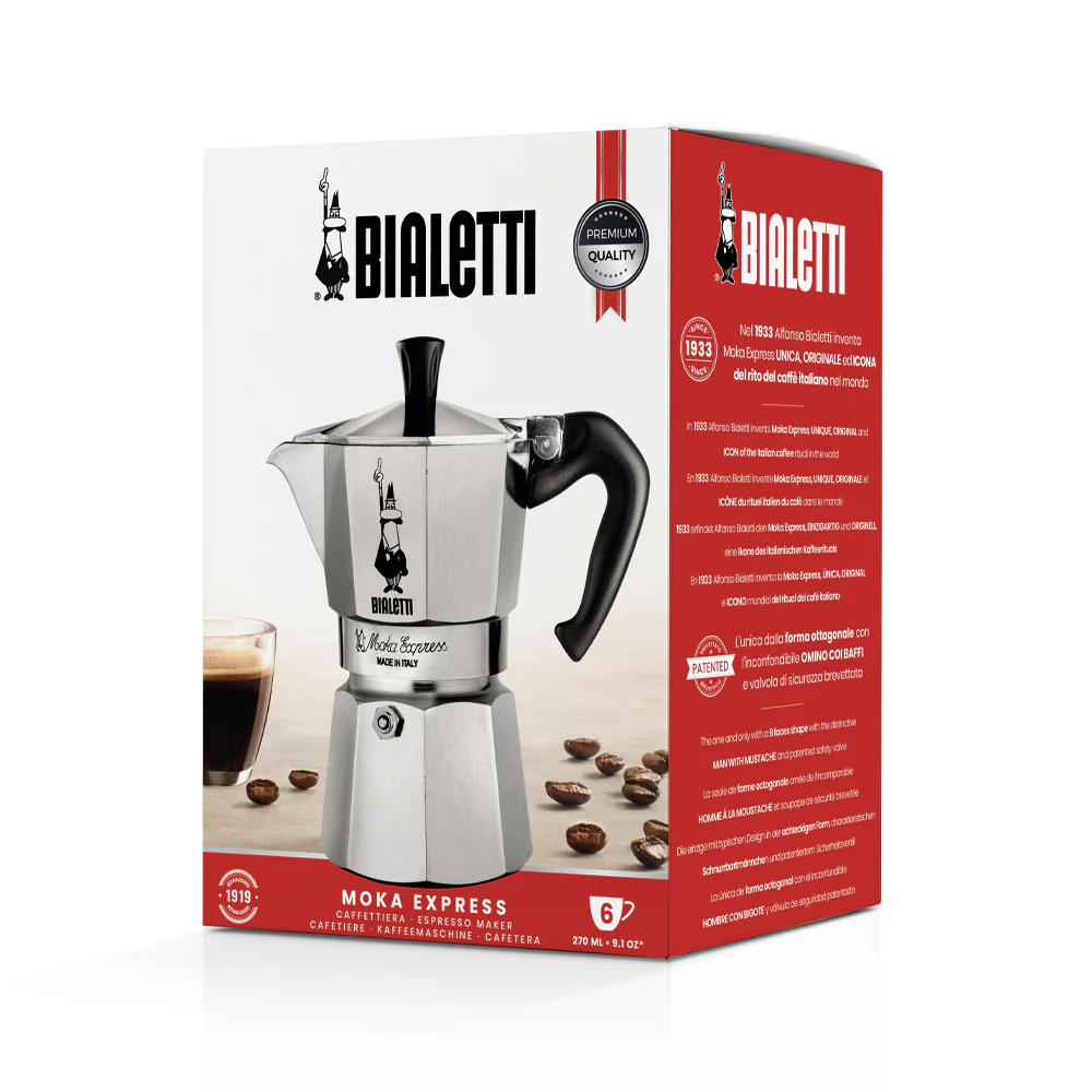 Bialetti Moka Express Espresso Coffee Maker, 6 Cups, Silver - Image 10