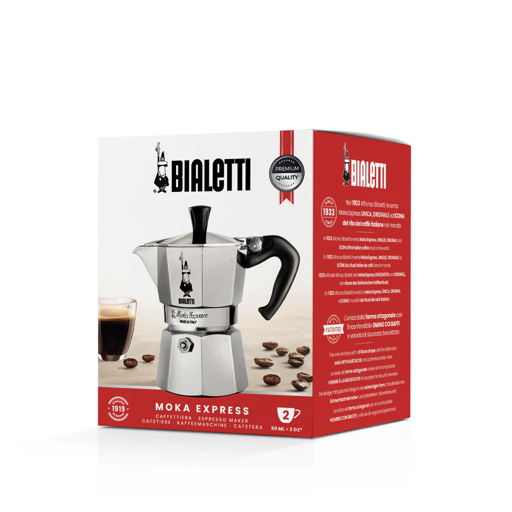 Bialetti Moka Express Hob Espresso Coffee Maker, 2 Cups, Silver - Image 10