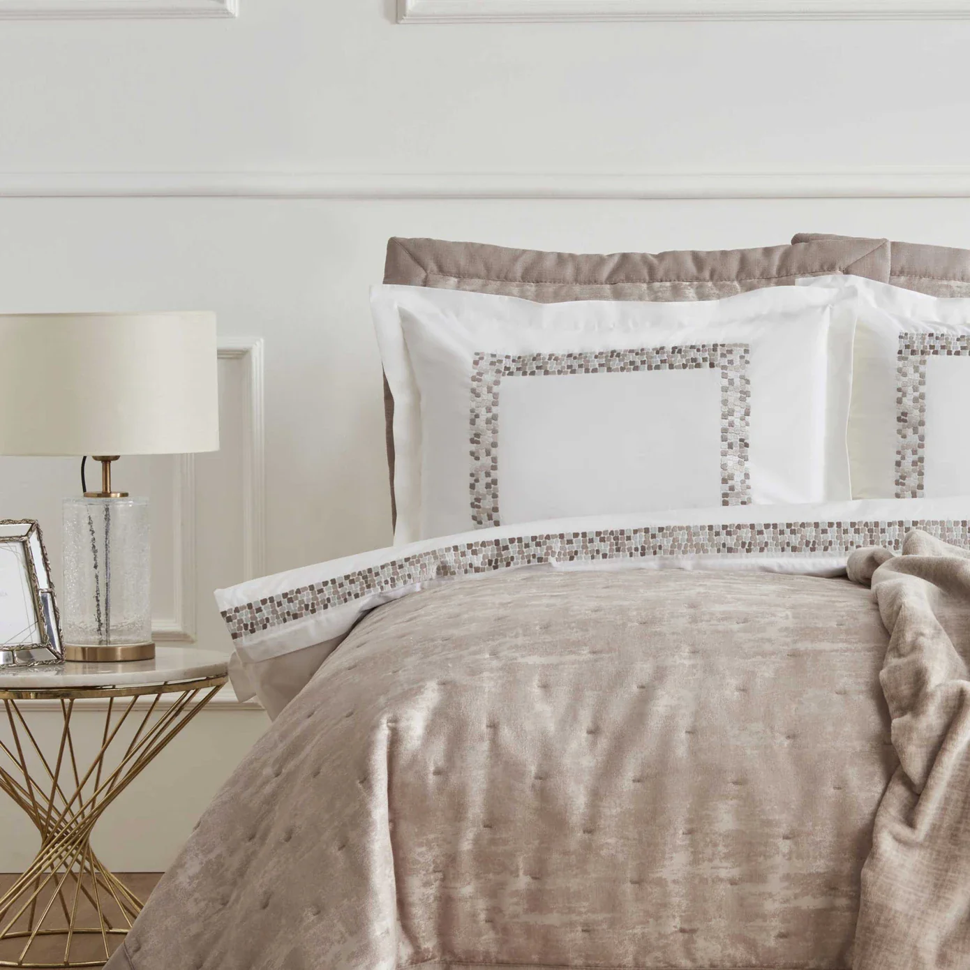 Karaca Home Bride Coll Bianca Bedding Set, Double, Stone - Image 2