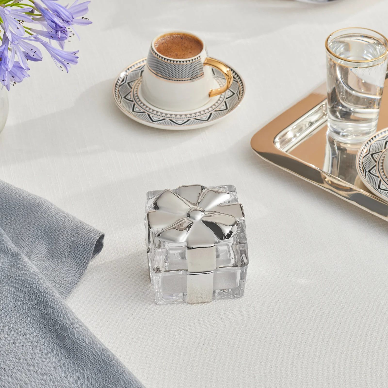 Karaca Candy Glass Turkish Delight Bowl, 7,7x5,2cm, Silver