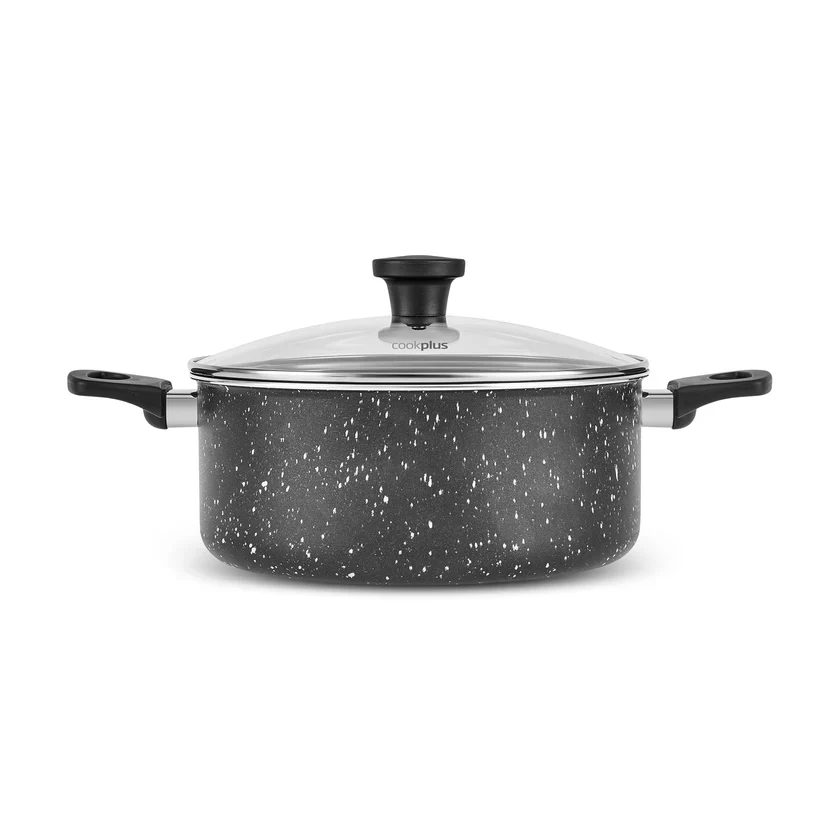 Cookplus Aura Roller 7 Pieces Non-Stick Induction Cookware Set, Black - Image 9