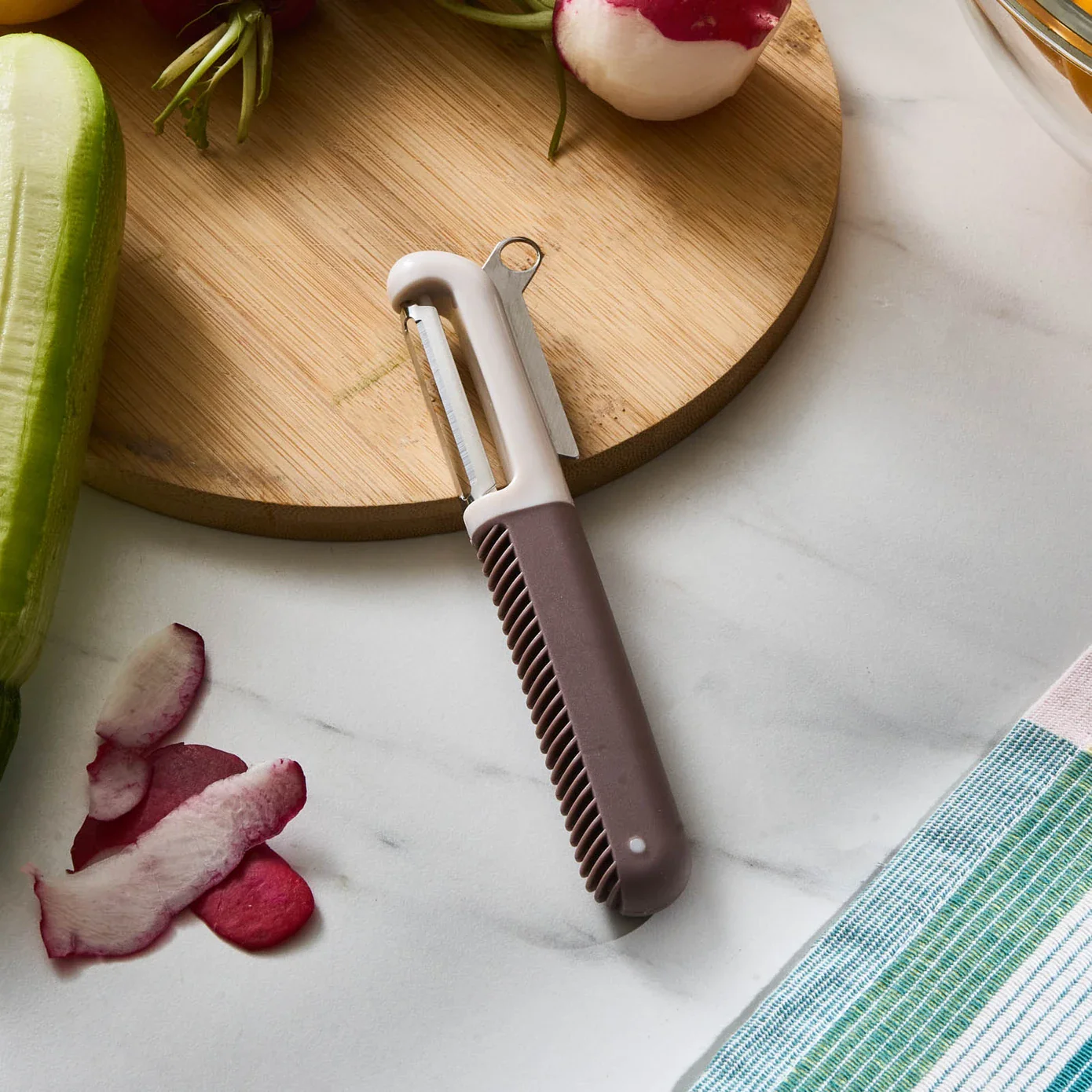 Crick Crack Harmony 2 in 1 Stainless Steel Peeler, Brown