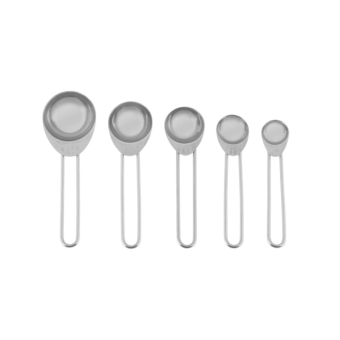 Crick Crack 5-Piece Stainless Steel 5 Measuring Spoon, 15ml, Silver