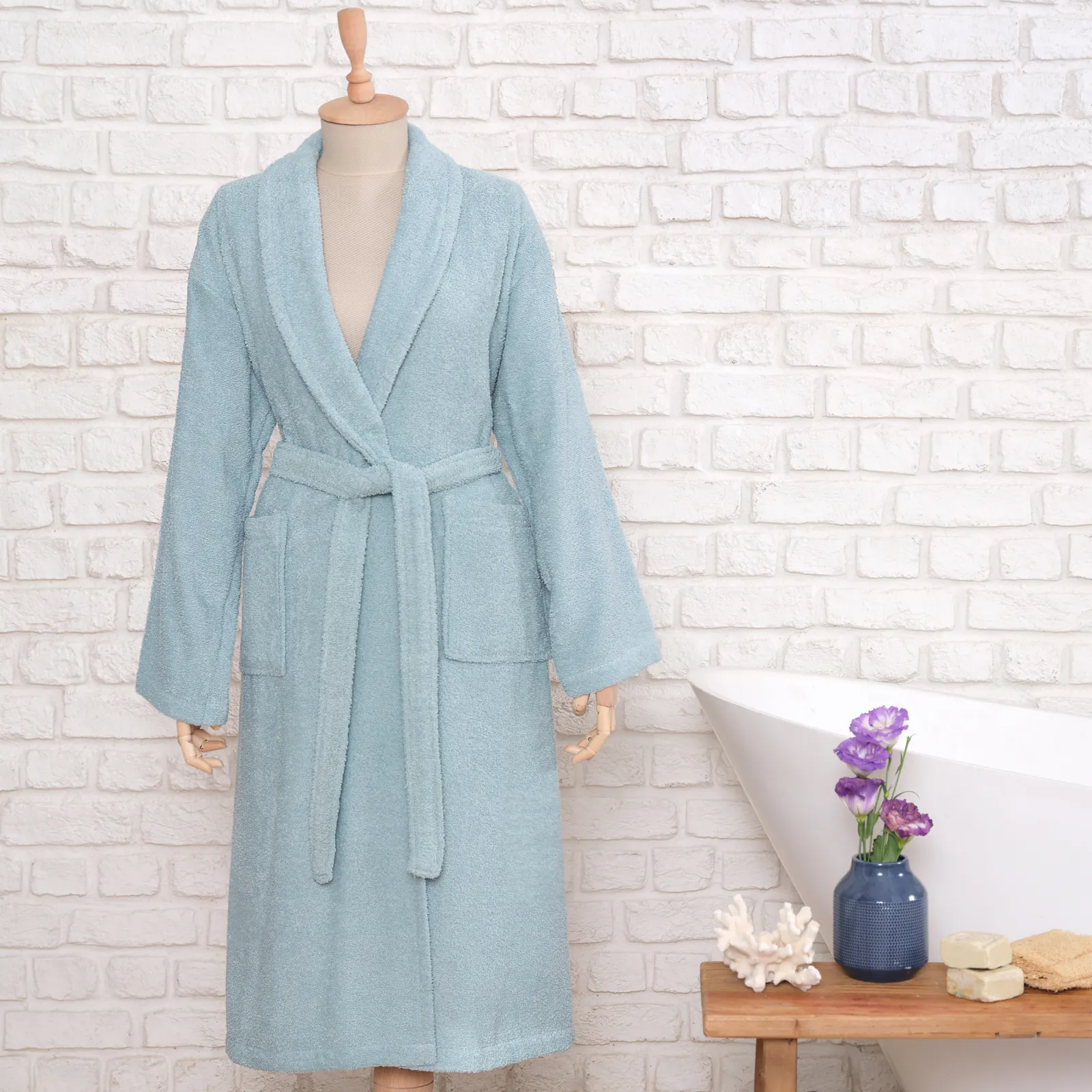 Karaca Home Daily Soft 100% Turkish Cotton Bathrobe, L/XL, Petrol