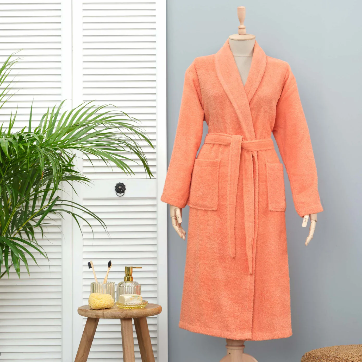 Karaca Home Daily Soft 100% Turkish Cotton Bathrobe, S/M, Somon