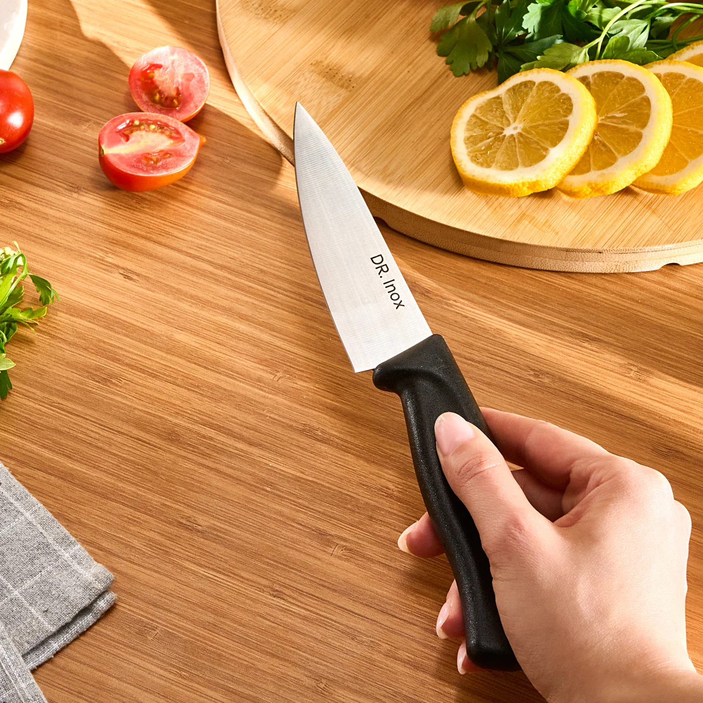 Dr. Inox Stainless Steel Chef's Knife, 25cm, Black - Image 2