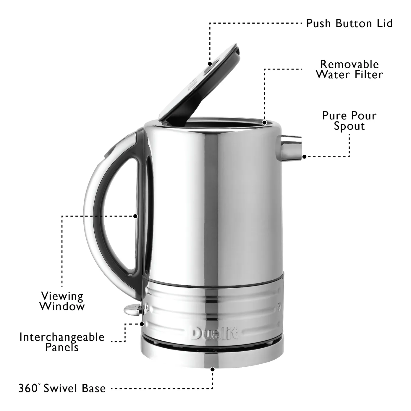 Dualit Architect Kettle, 1.5L, Grey Multi - Image 6