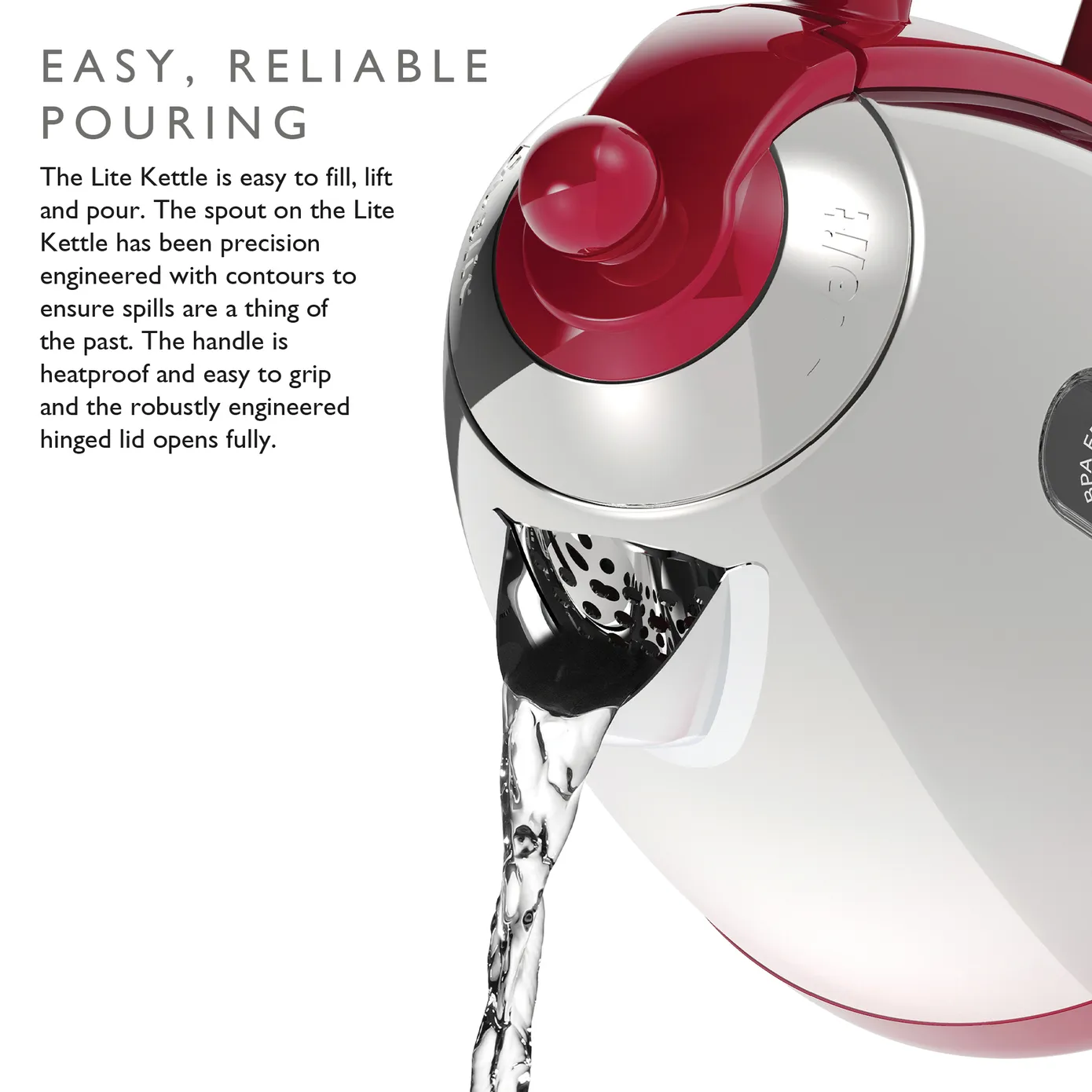 Dualit Lite Jug Kettle, 1.7L, Gloss Red - Image 3