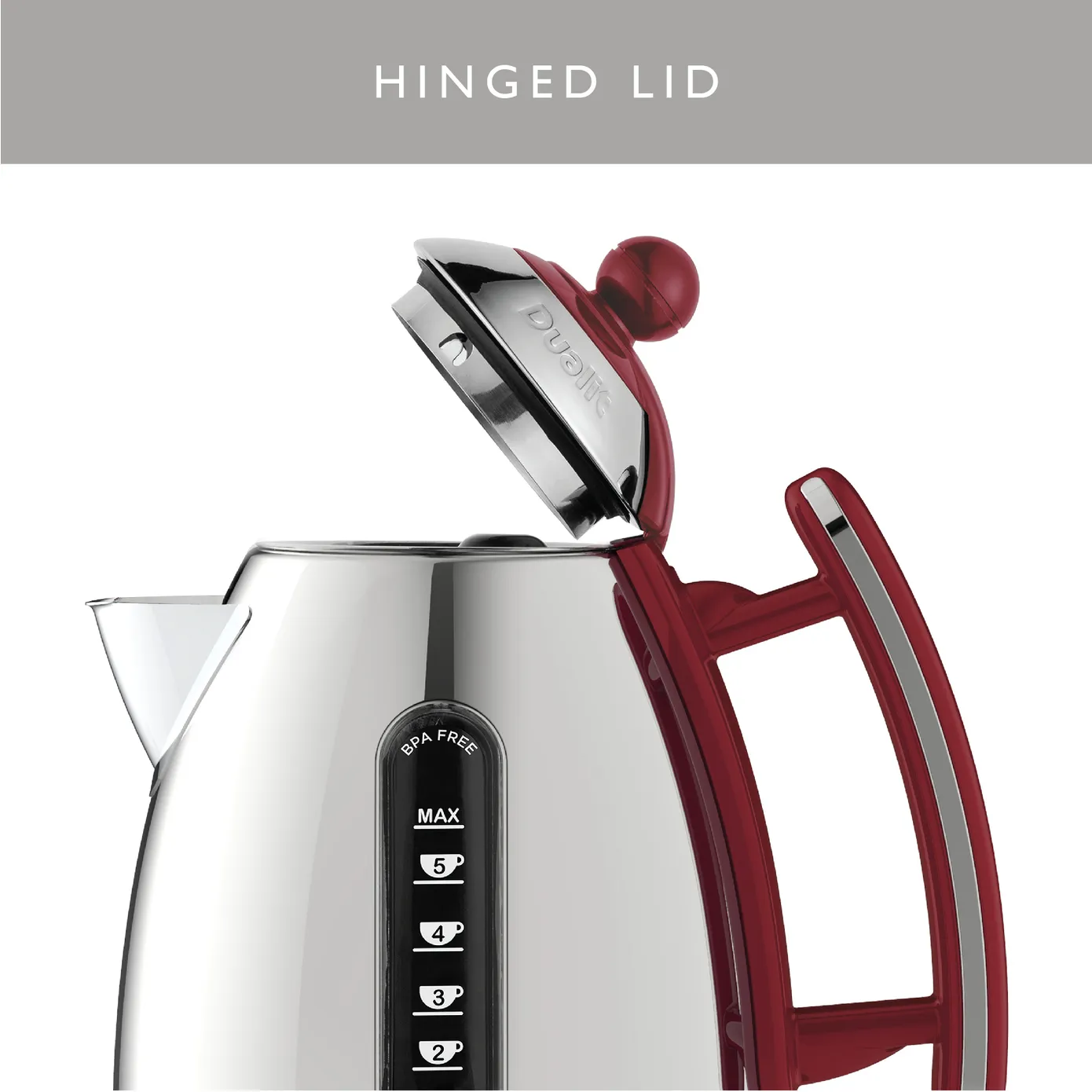 Dualit Lite Jug Kettle, 1.7L, Gloss Red - Image 4