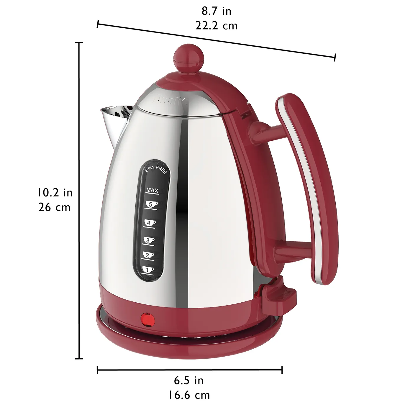 Dualit Lite Jug Kettle, 1.7L, Gloss Red - Image 6