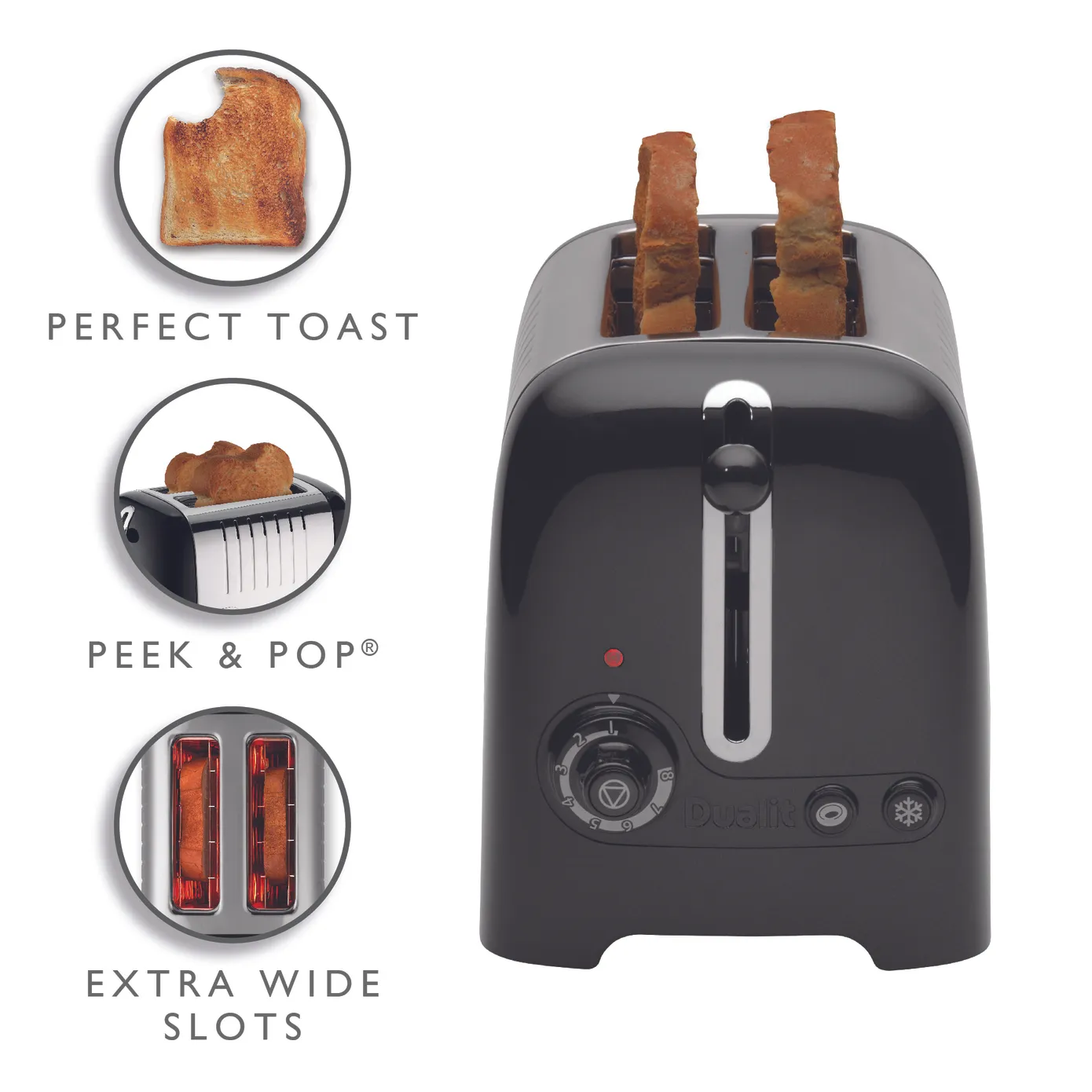 Dualit Silver Black Toaster, 1100W - Image 3