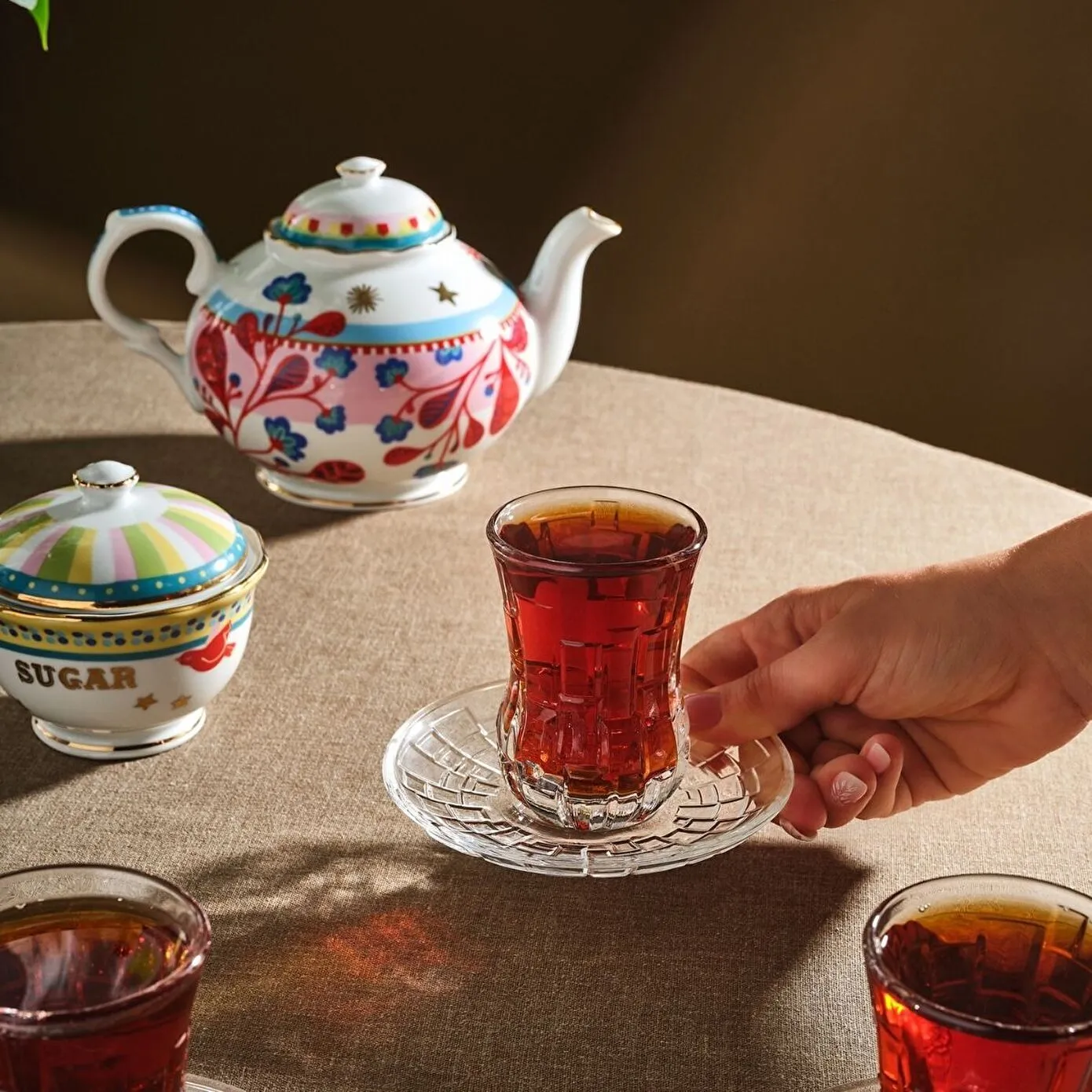 Rcr Etna 12-Piece Turkish Tea Set for 6 People, 140ml, Clear - Image 2