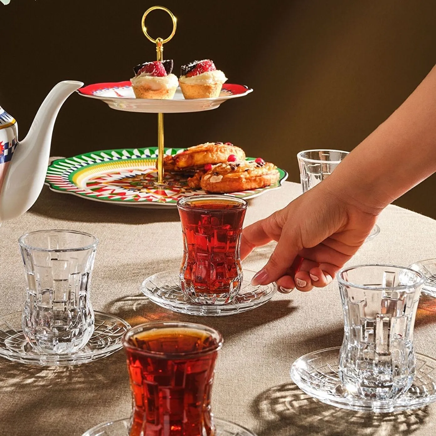 Rcr Etna 12-Piece Turkish Tea Set for 6 People, 140ml, Clear - Image 3