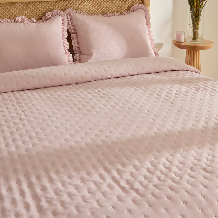 Karaca Home Fiona Bedspread Set, Double, Powder Pink - Image 3