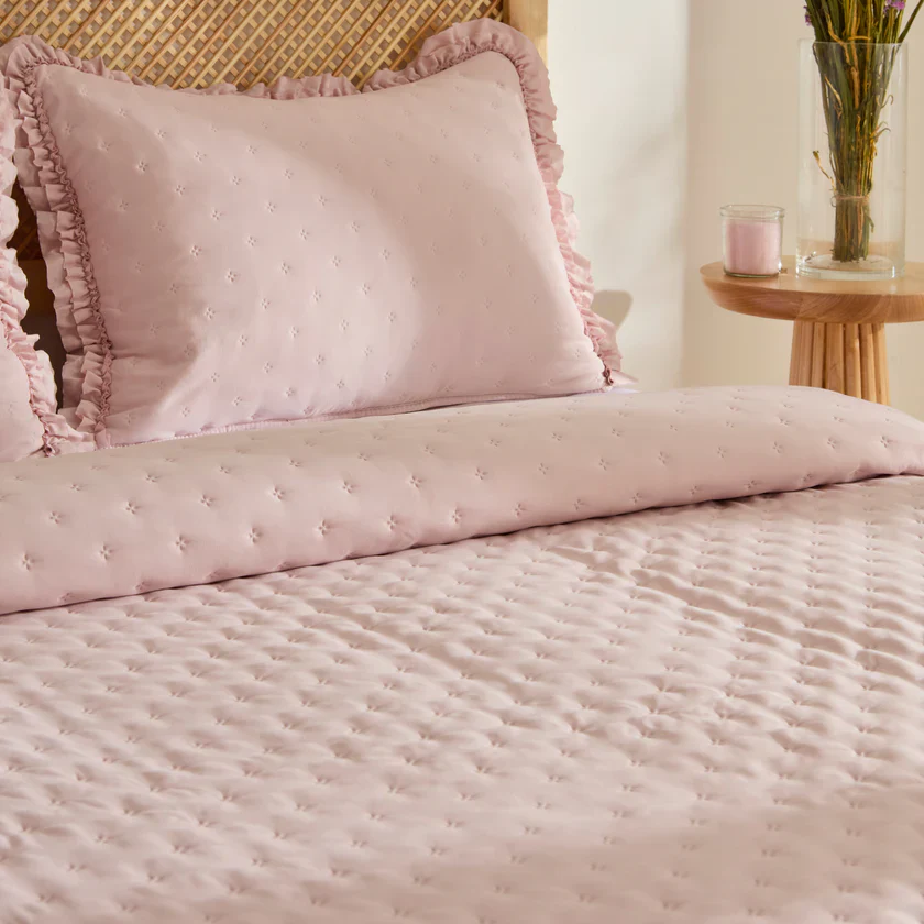 Karaca Home Fiona Bedspread Set, Double, Powder Pink - Image 4