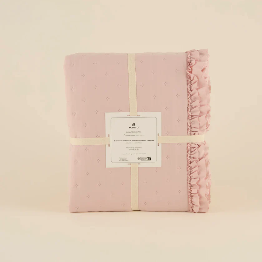 Karaca Home Fiona Bedspread Set, Double, Powder Pink - Image 6