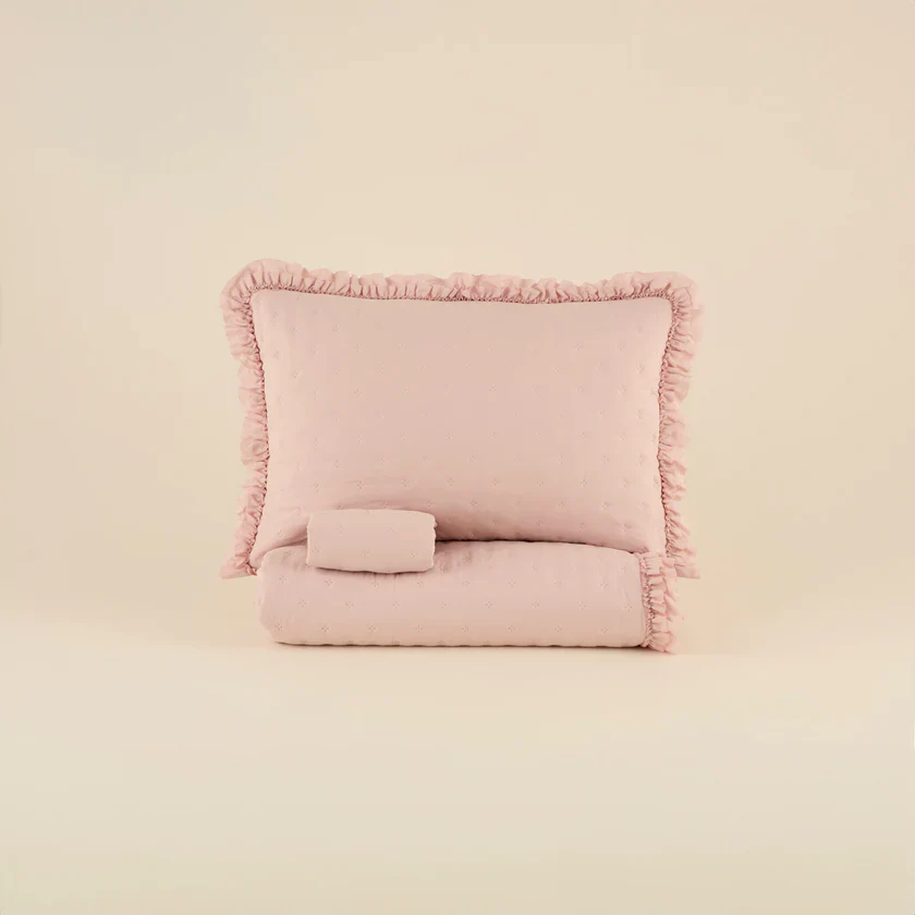 Karaca Home Fiona Bedspread Set, Double, Powder Pink - Image 7