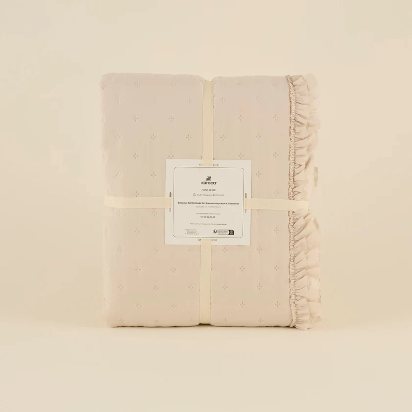 Karaca Home Fiona Bedspread Set, Double, Beige - Image 7