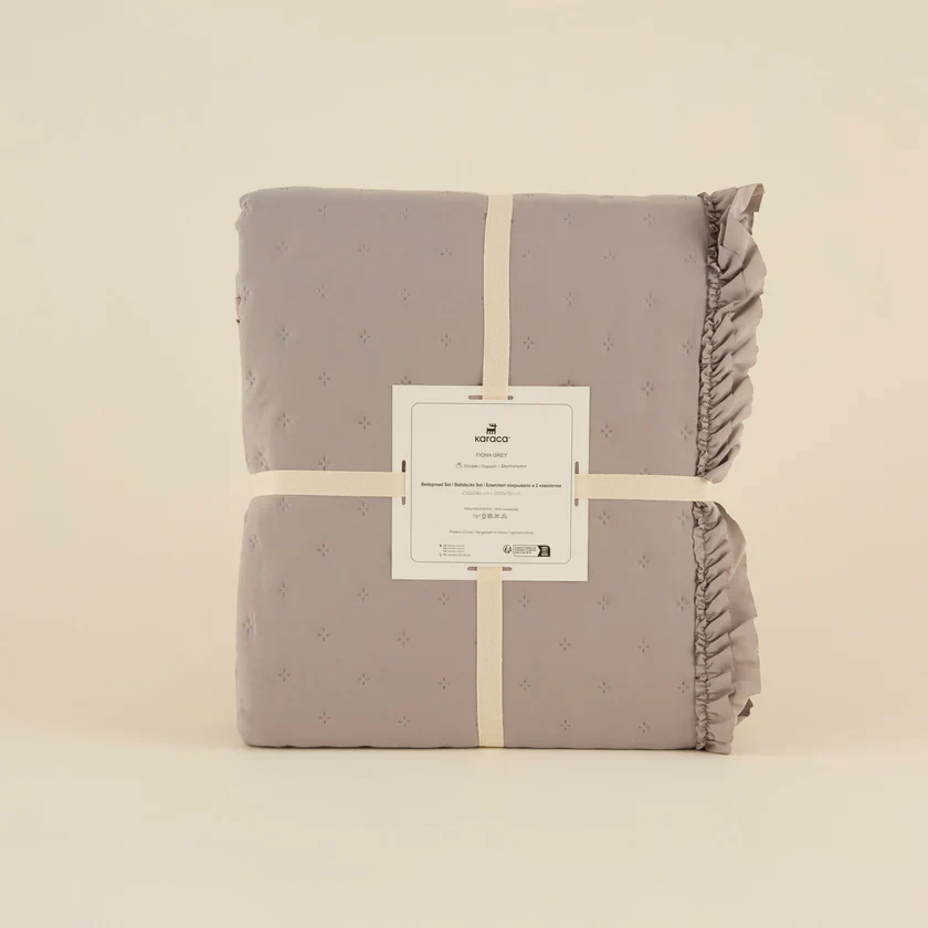 Karaca Home Fiona Bedspread Set, Double, Grey - Image 6