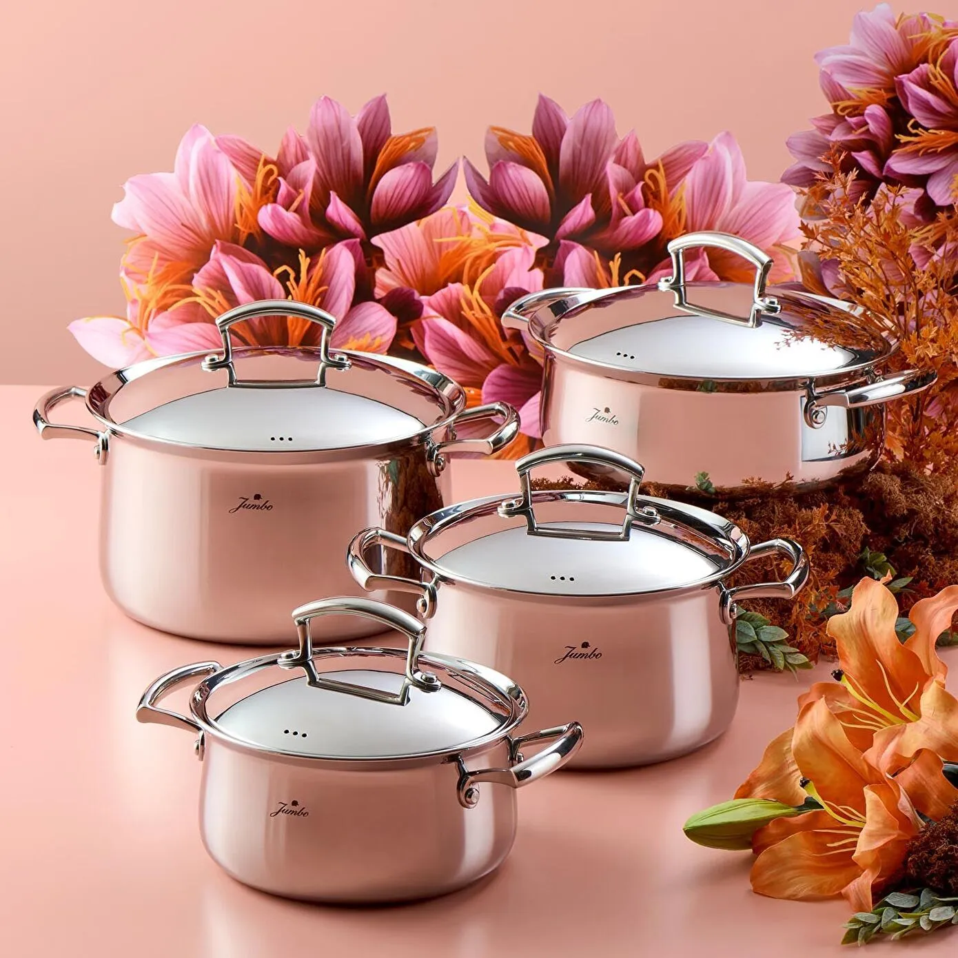 Jumbo Flame 8-Piece Stainless Steel Induction Cookware Set, Silver - Image 7