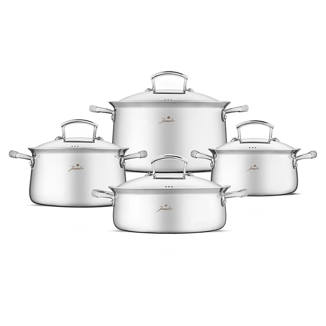 Jumbo Flame 8-Piece Stainless Steel Induction Cookware Set, Silver - Image 8