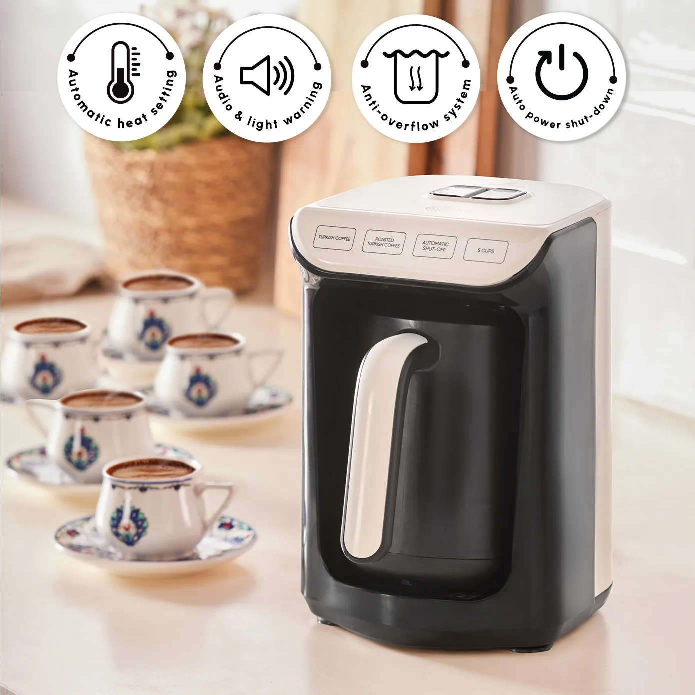 Hatır Köz Turkish Coffee Maker, 535W, Cream - Image 4