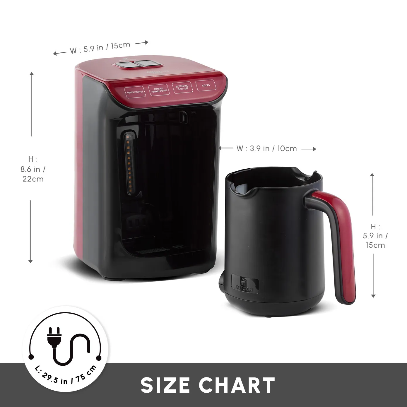 Hatır Köz Turkish Coffee Maker, 535W, Red - Image 2