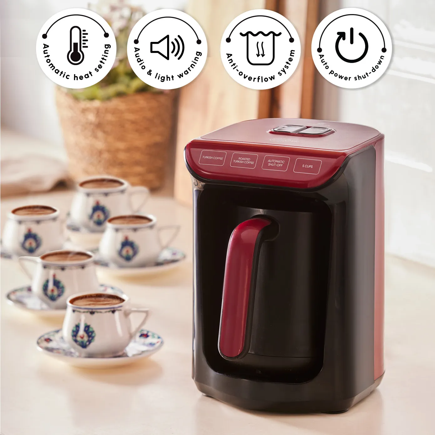 Hatır Köz Turkish Coffee Maker, 535W, Red - Image 4