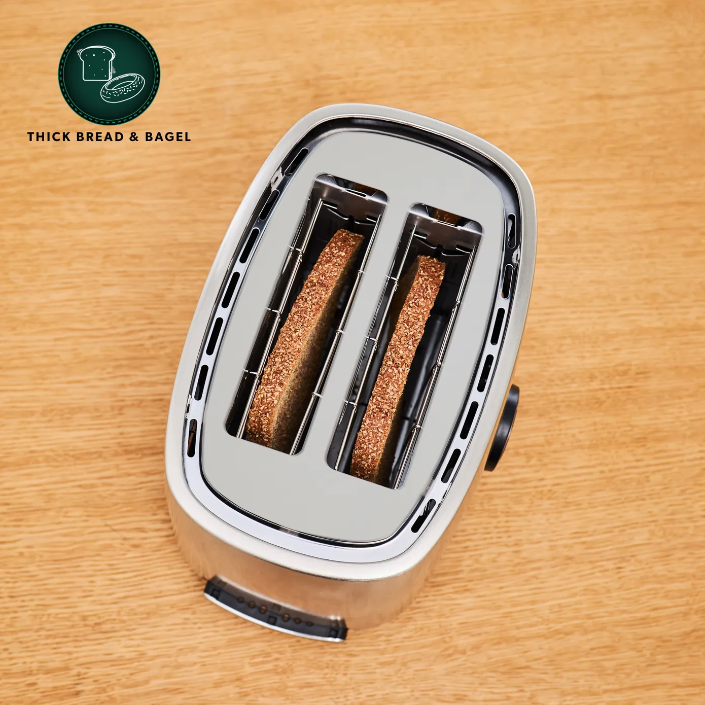 Homend Breadfast 1502UK with 2 Wide Slots Toaster, 9 Browning Levels Defrost and Reheat Functions, Silver Black - Image 4