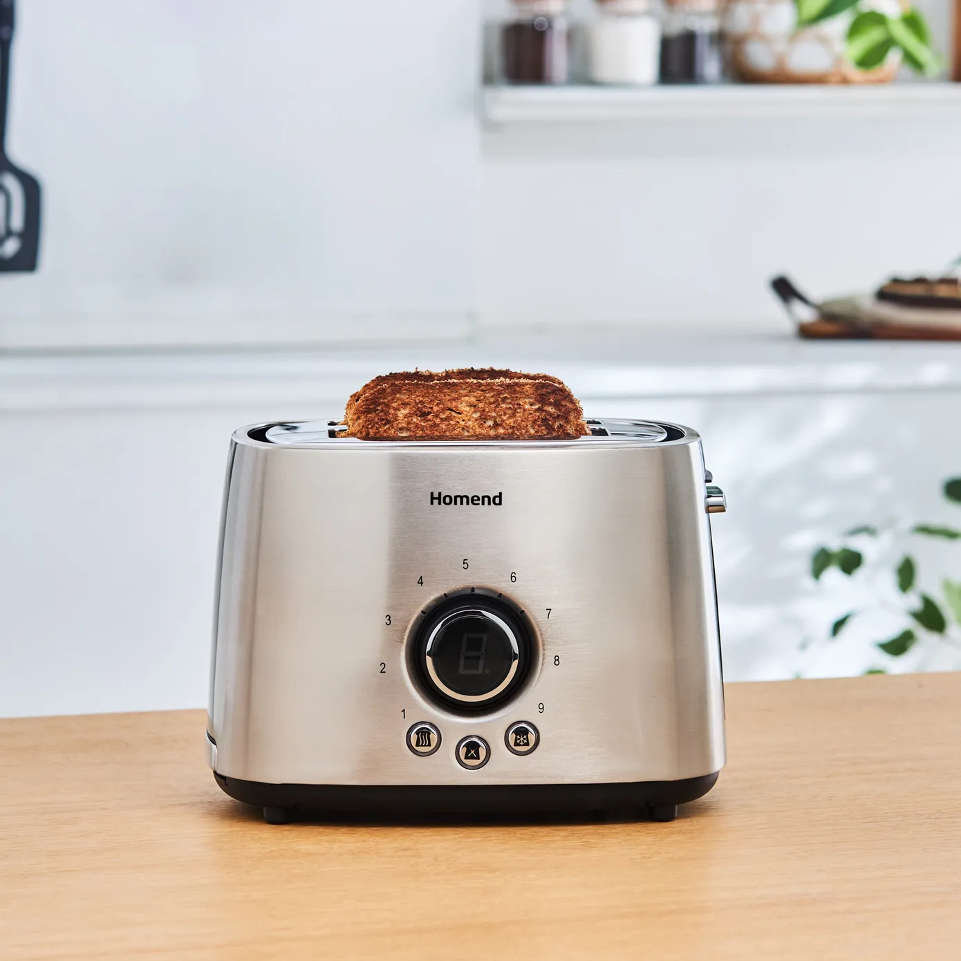 Homend Breadfast 1502UK with 2 Wide Slots Toaster, 9 Browning Levels Defrost and Reheat Functions, Silver Black - Image 5