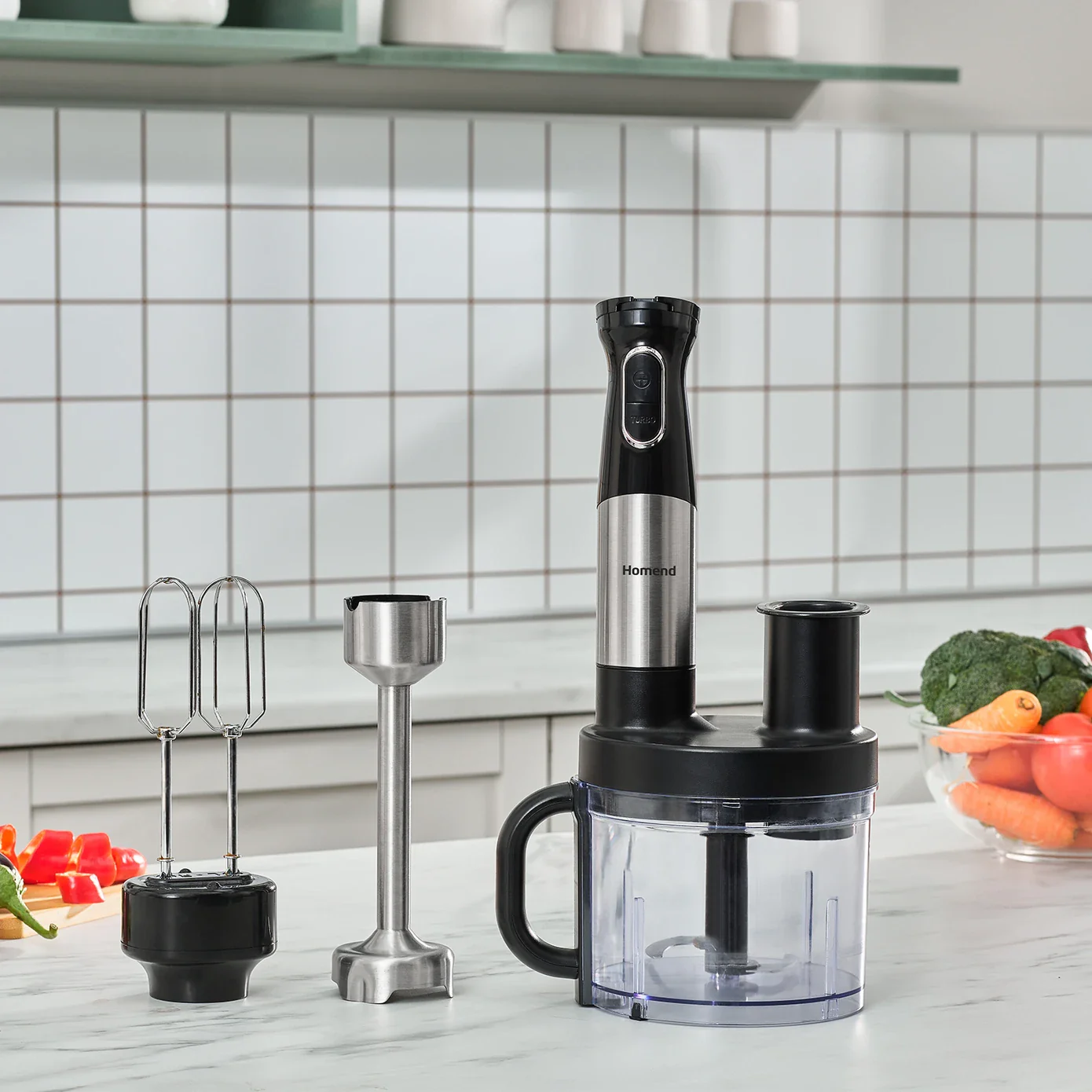 Homend Functionall 2848UK Multi-Attachment Stainless Steel Food Processor, 1500W, 1000ml, Inox - Image 13