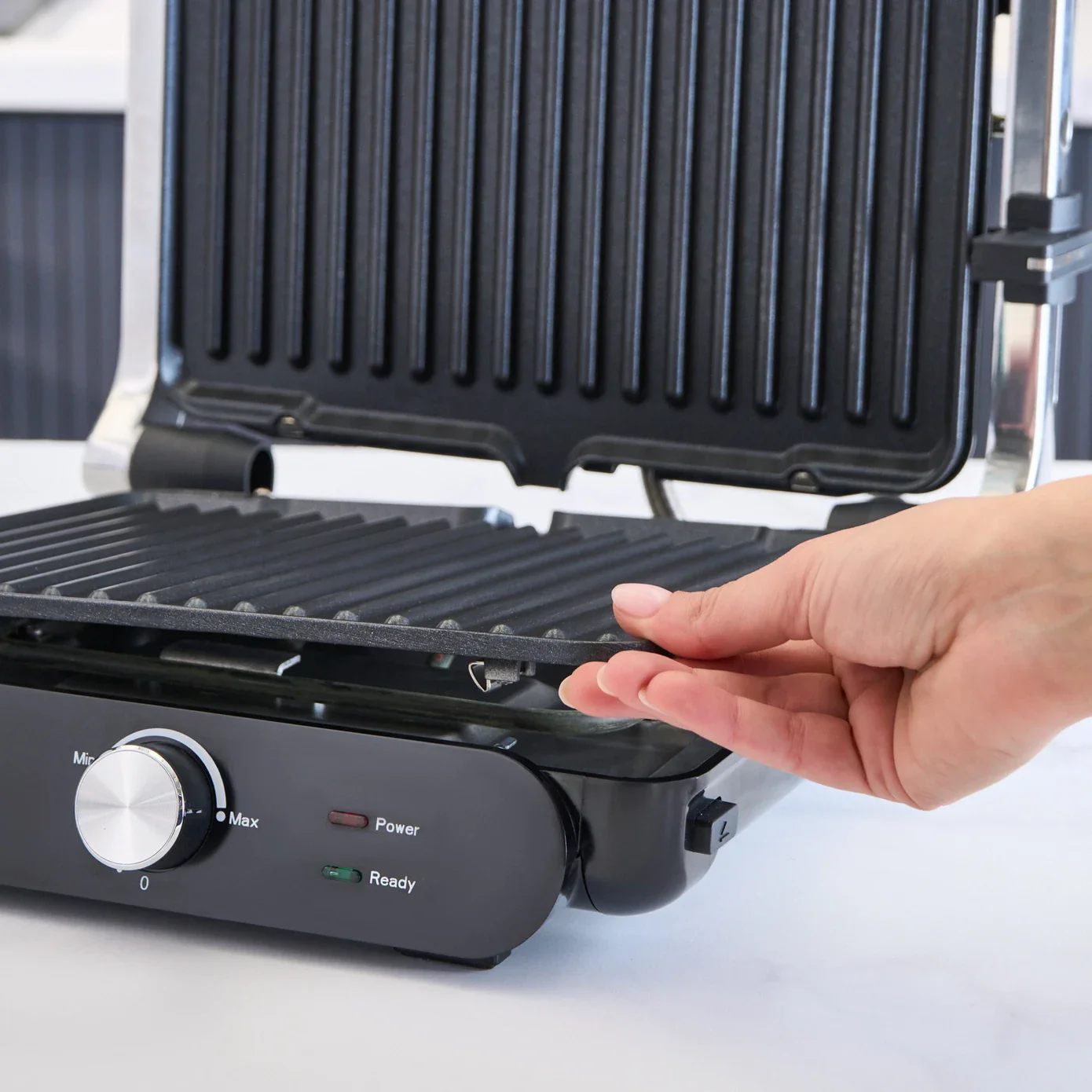 Homend Grilliant 1366UK 2-in-1 Electric Grill & Sandwich Maker 2000 W Compact Contact Grill | 180° Open BBQ Surface, 2000W, Inox - Image 4