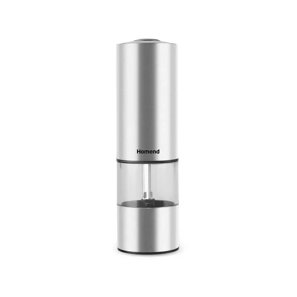 Homend Grindgo 6004UK Electric Salt and Pepper Grinder, Rechargeable with LED Light and Adjustable Grind Seasoning Mill, Inox