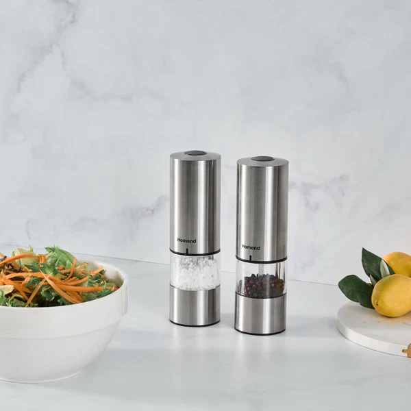 Homend Grindgo 6004UK Electric Salt and Pepper Grinder, Rechargeable with LED Light and Adjustable Grind Seasoning Mill, Inox - Image 3