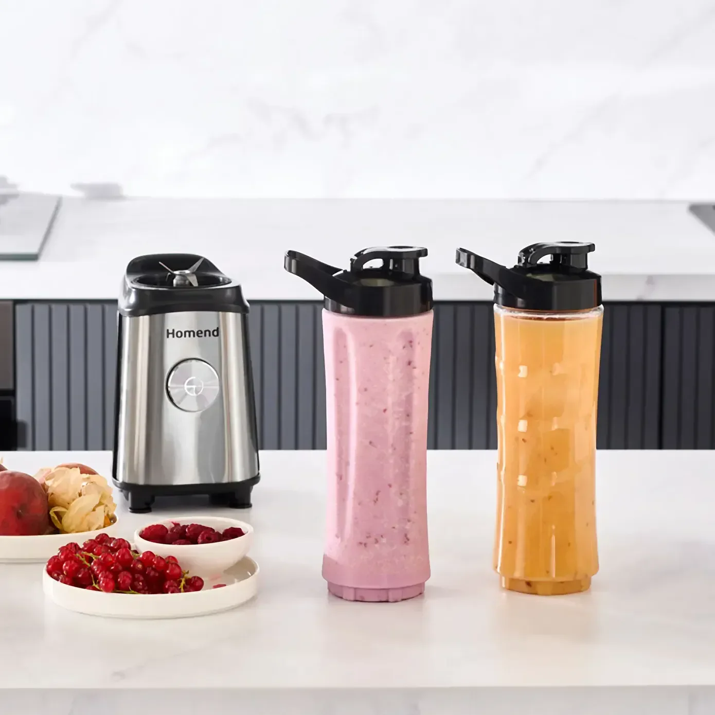 Homend Mixfresh 7010UK Dishwasher Safe, Stainless Steel Blender & Smoothie Maker, Two 600ML BPA Free Portable Bottles, Inox Black - Image 11
