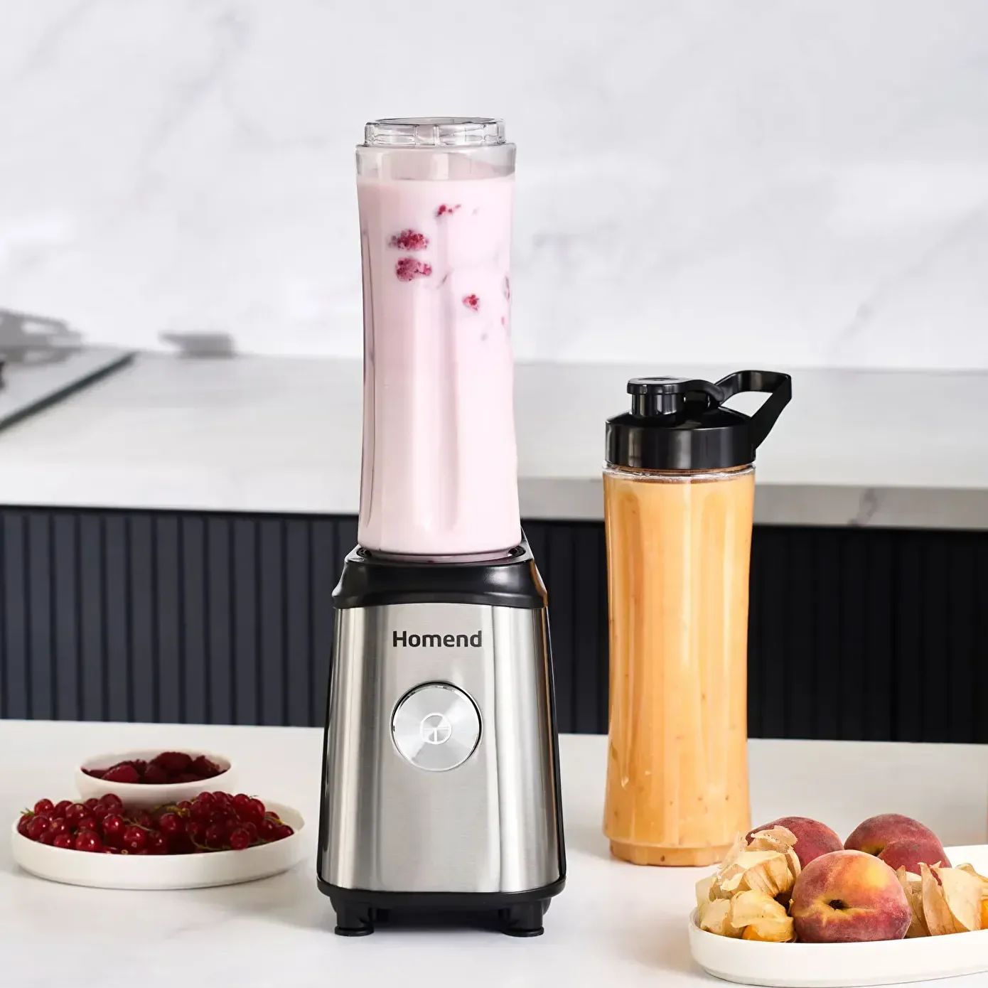 Homend Mixfresh 7010UK Dishwasher Safe, Stainless Steel Blender & Smoothie Maker, Two 600ML BPA Free Portable Bottles, Inox Black - Image 3
