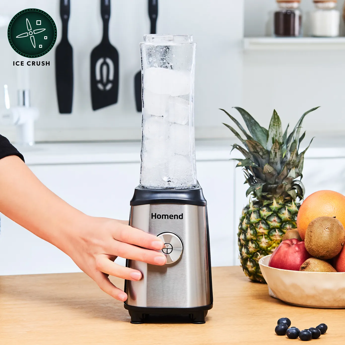 Homend Mixfresh 7010UK Dishwasher Safe, Stainless Steel Blender & Smoothie Maker, Two 600ML BPA Free Portable Bottles, Inox Black - Image 9