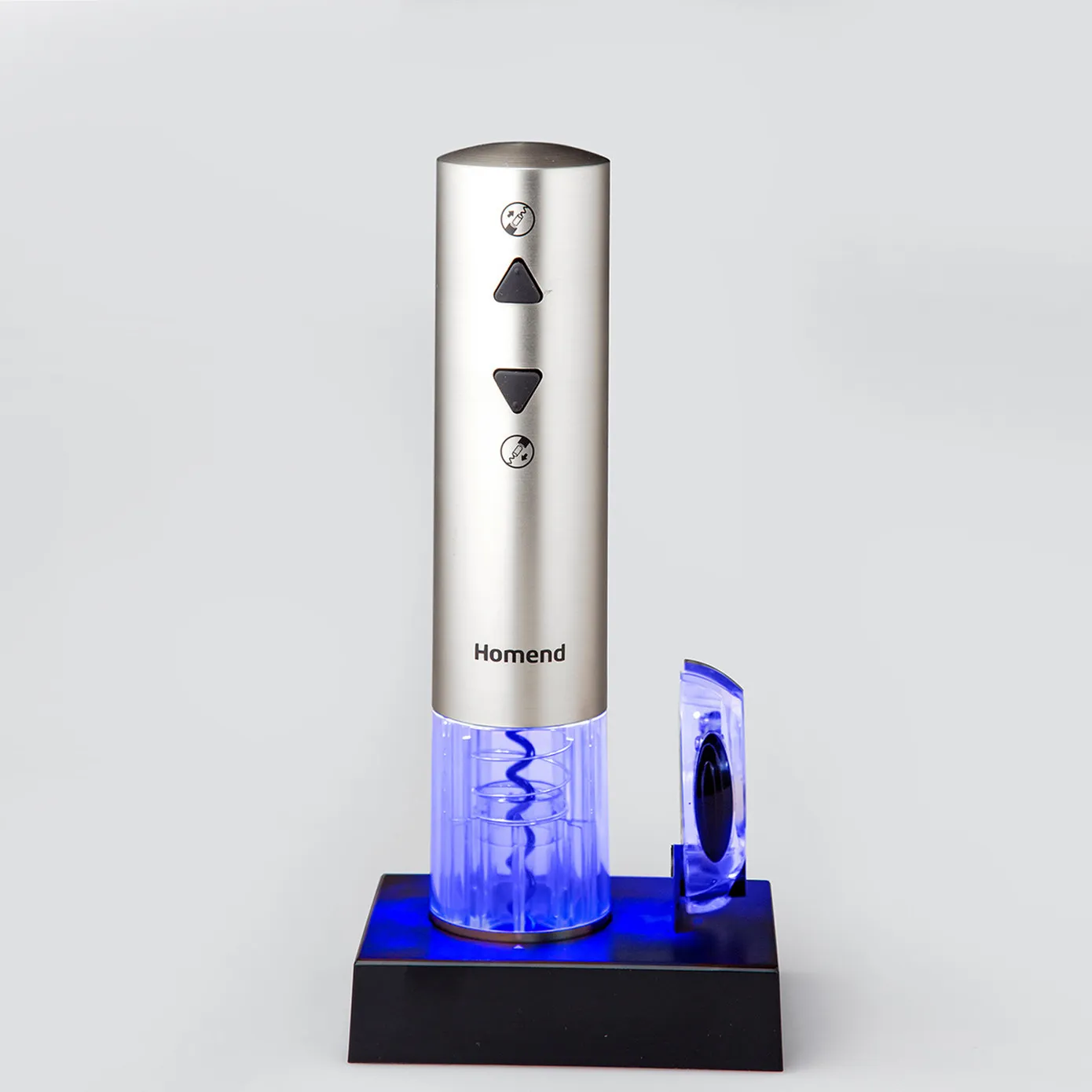 Homend Wine Up 2201UK Cordless Rechargeable Automatic Wine Opener (Electric Corkscrew) with Foil Cutter, Silver - Image 8
