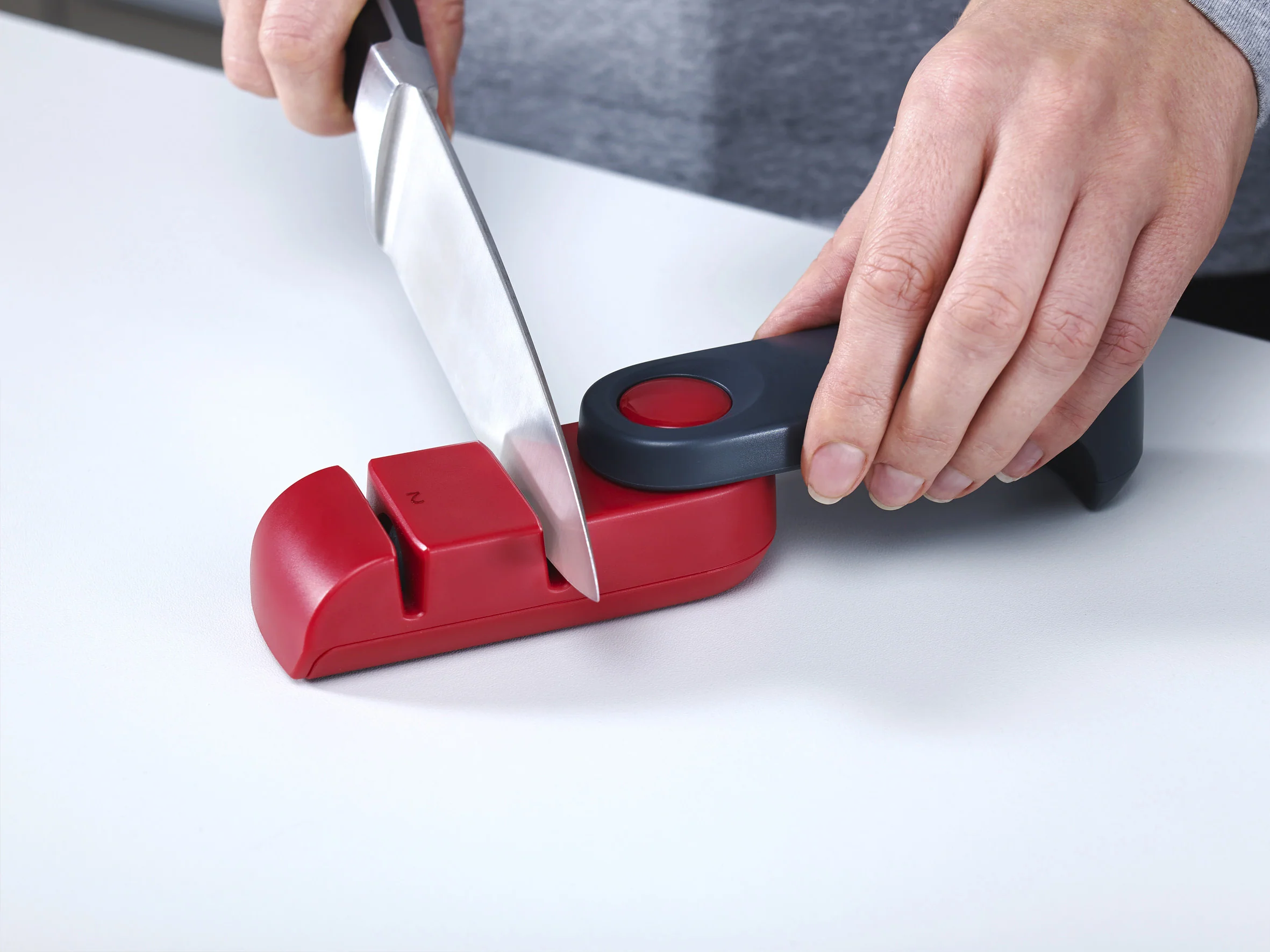 Joseph Joseph Rota Folding Knife Sharpner & Honer, Grey/Red - Image 3