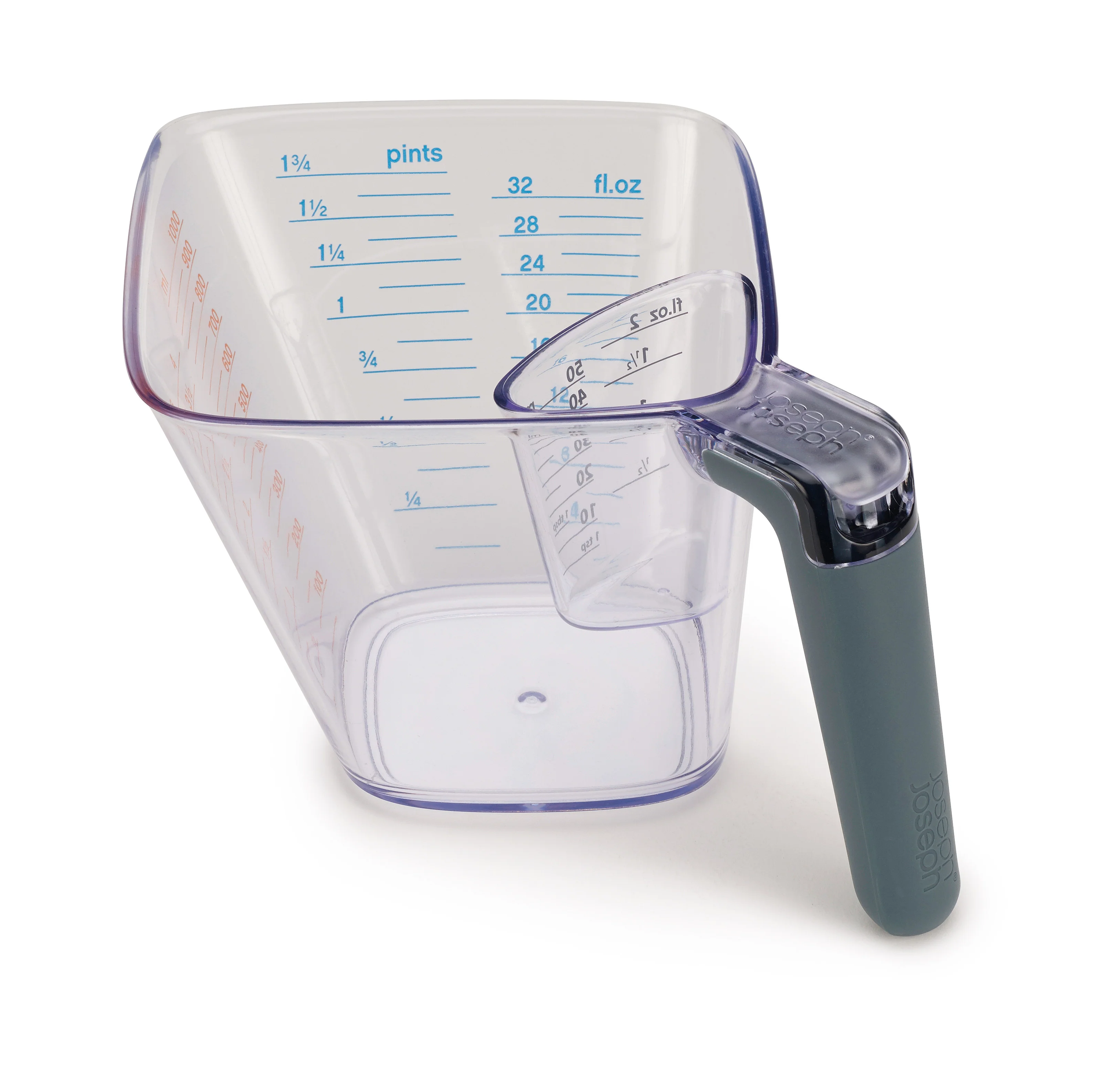 Joseph Joseph Align 2 Piece Easy Read Grey Measuring Jug Set, Clear - Image 3