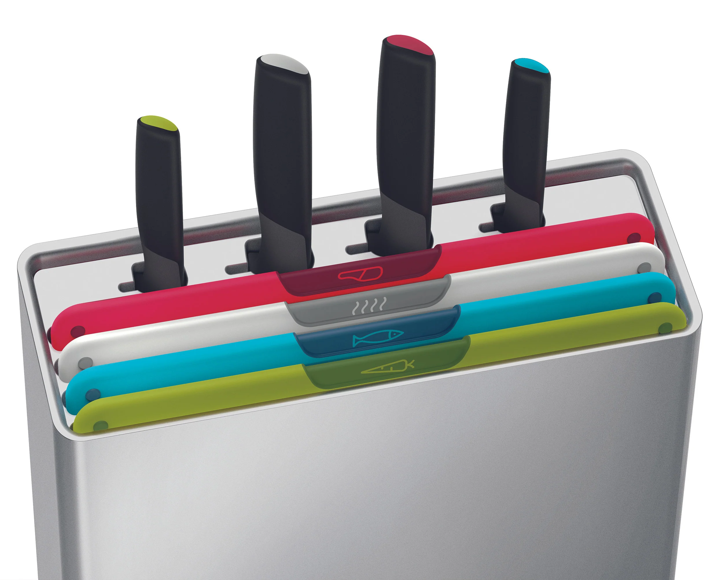 Joseph Joseph Folio Icon Plus 8 Piece Knife and Chopping Board Set, Multicolour - Image 3