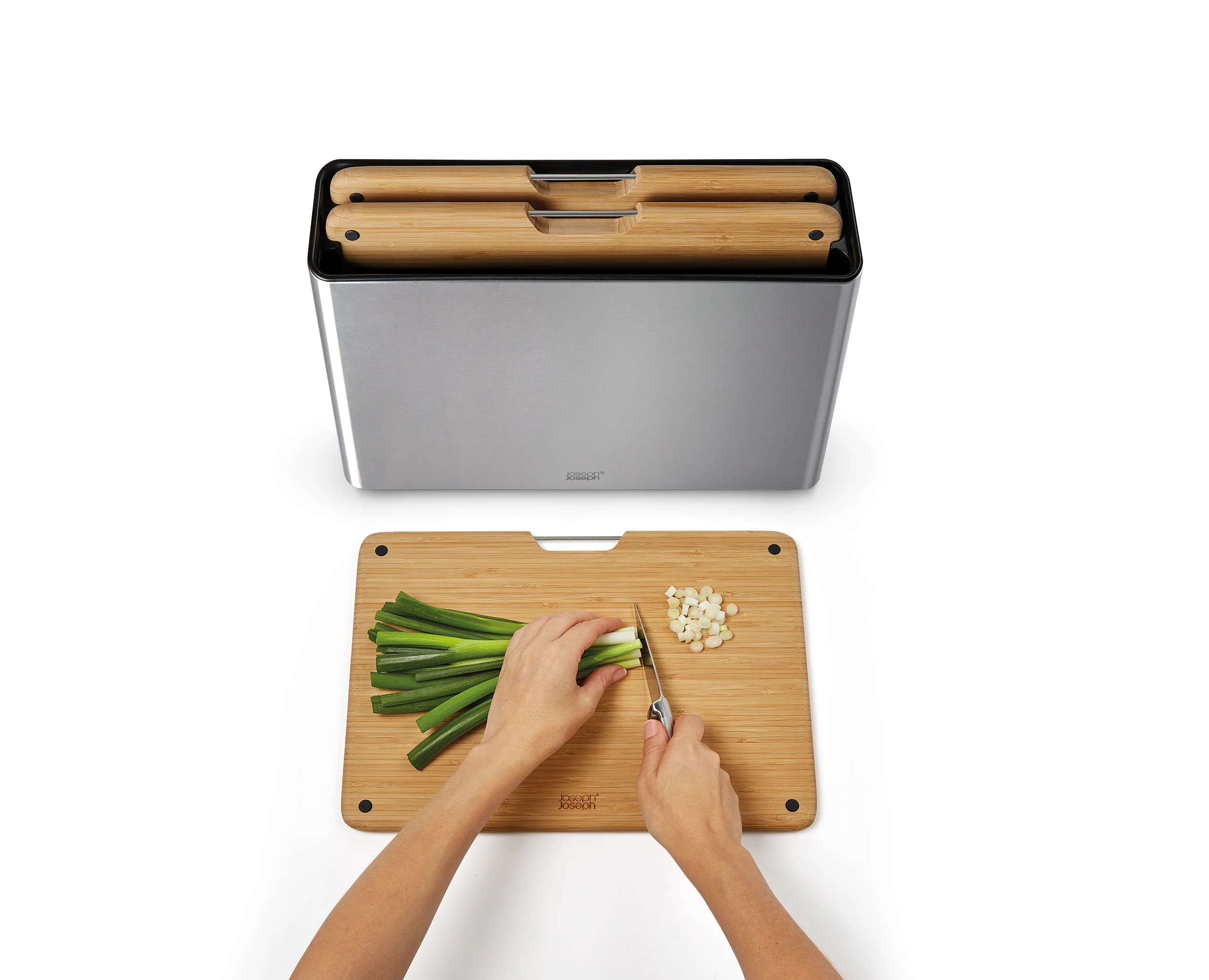 Joseph Joseph Folio Steel Bamboo 3 Piece Chopping Board Set, Grey - Image 13