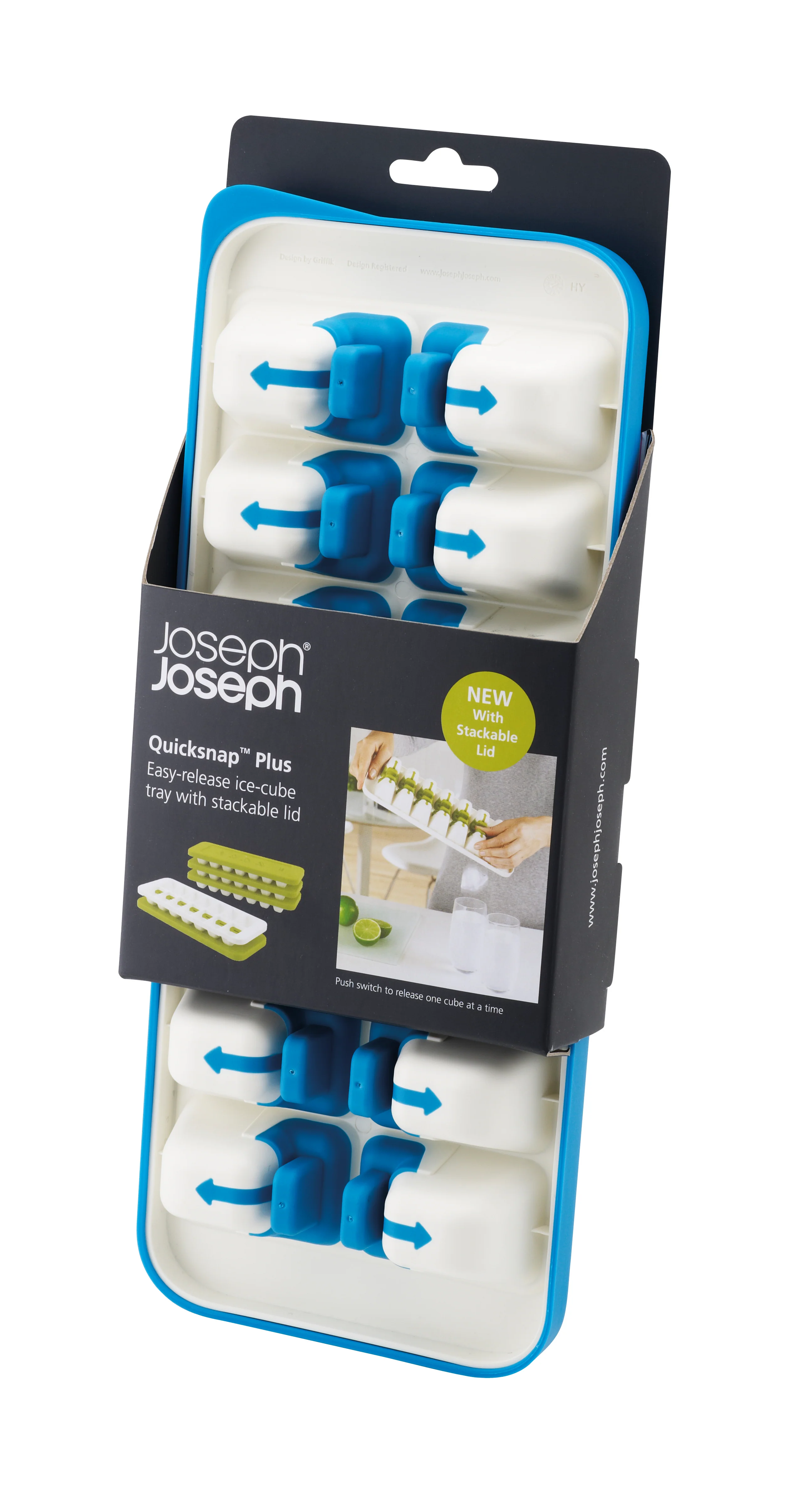 Joseph Joseph Quick Snap Plus Stackable Ice-Cube Tray, Blue White - Image 2