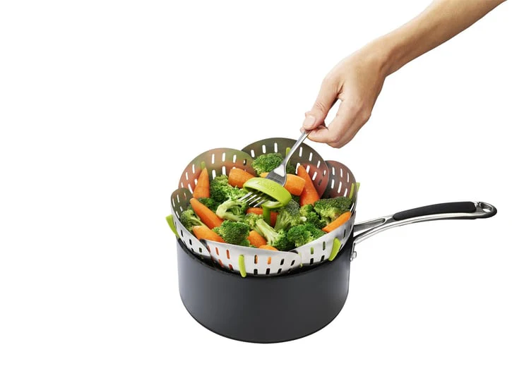Joseph Joseph Bloom Stainless Steel Foldable Steamer Basket, Silver