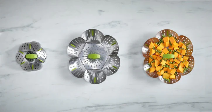 Joseph Joseph Bloom Stainless Steel Foldable Steamer Basket, Silver - Image 2