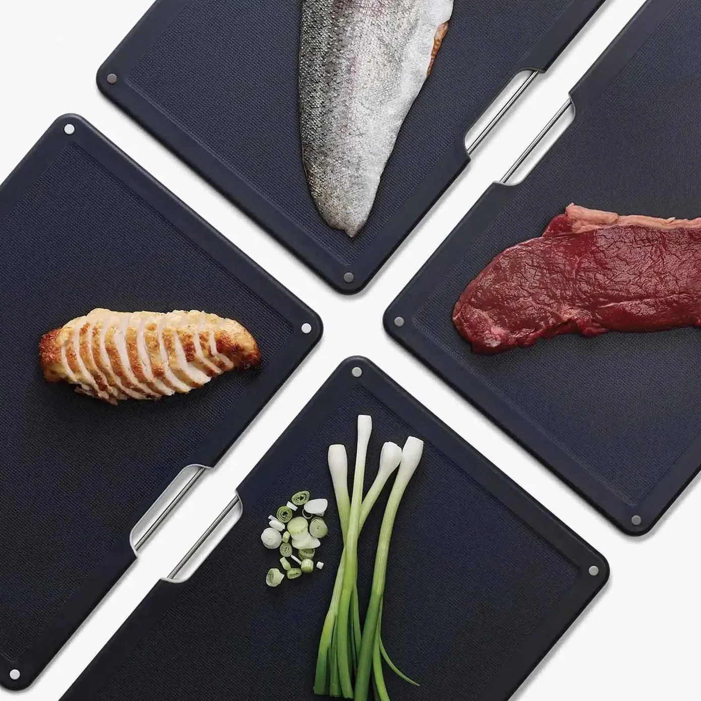 Joseph Joseph Steel Folio 4-Piece Chopping Board Set, Rose Gold - Image 3
