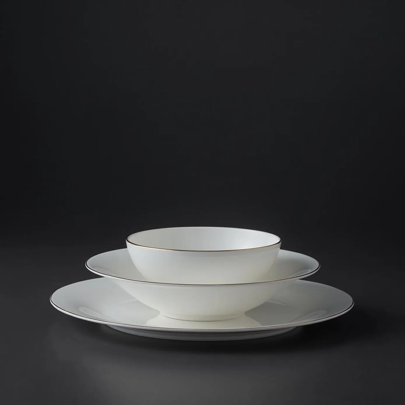 Jumbo Bone China Golda 61-Piece Dinner Set for 12 People, Gold - Image 2